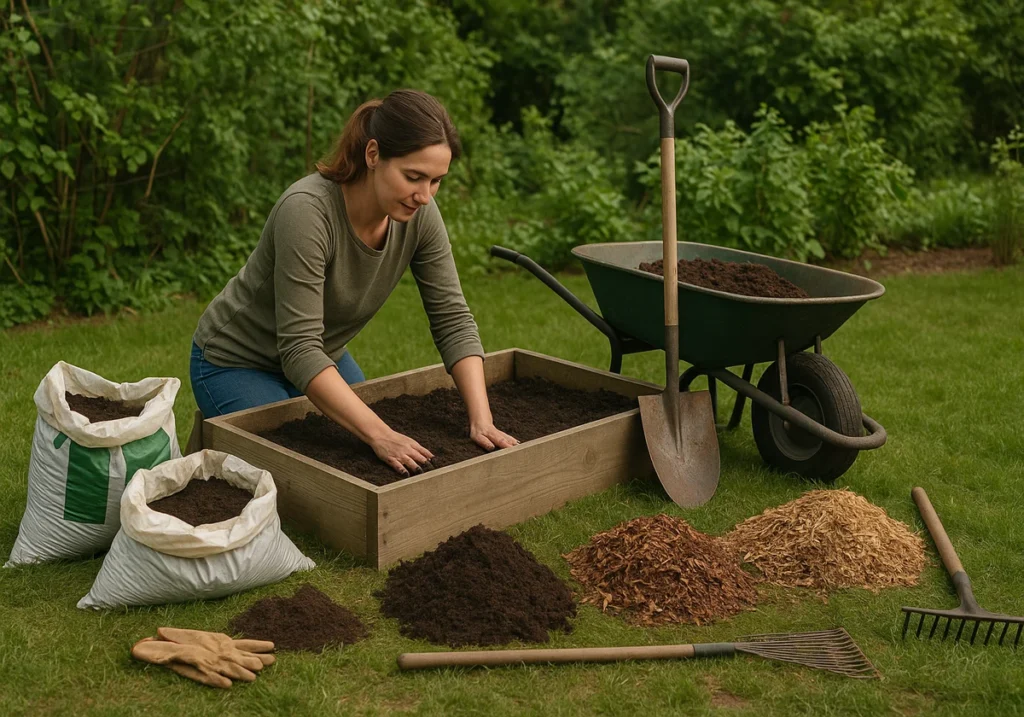 Soil and mulch setup